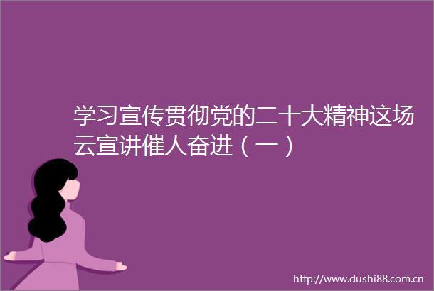 学习宣传贯彻党的二十大精神这场云宣讲催人奋进（一）