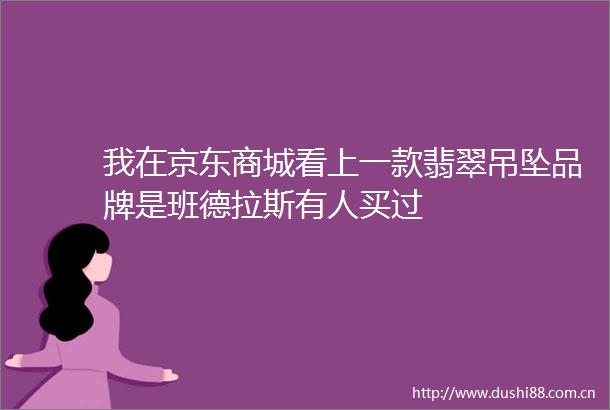 我在京东商城看上一款翡翠吊坠品牌是班德拉斯有人买过