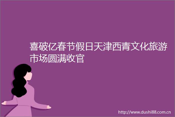 喜破亿春节假日天津西青文化旅游市场圆满收官
