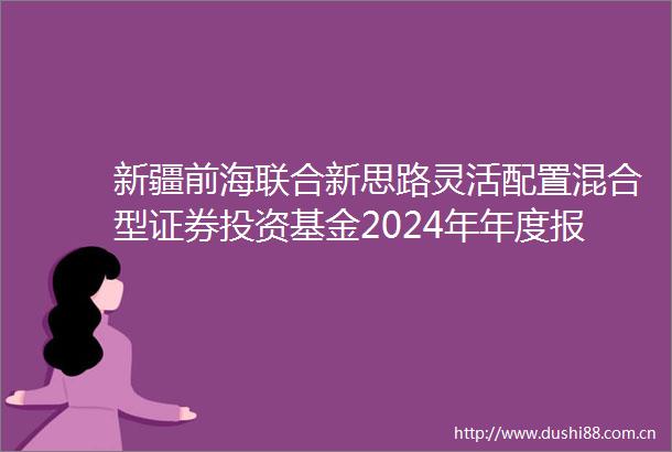 新疆前海联合新思路灵活配置混合型证券投资基金2024年年度报告