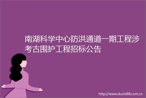 南湖科学中心防洪通道一期工程涉考古围护工程招标公告
