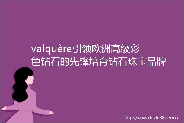 valquère引领欧洲高级彩色钻石的先锋培育钻石珠宝品牌
