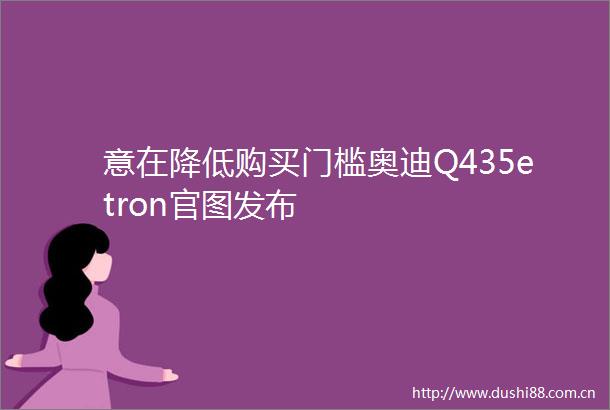 意在降低购买门槛奥迪Q435etron官图发布