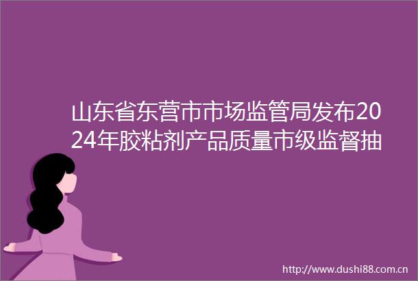 山东省东营市市场监管局发布2024年胶粘剂产品质量市级监督抽查结果