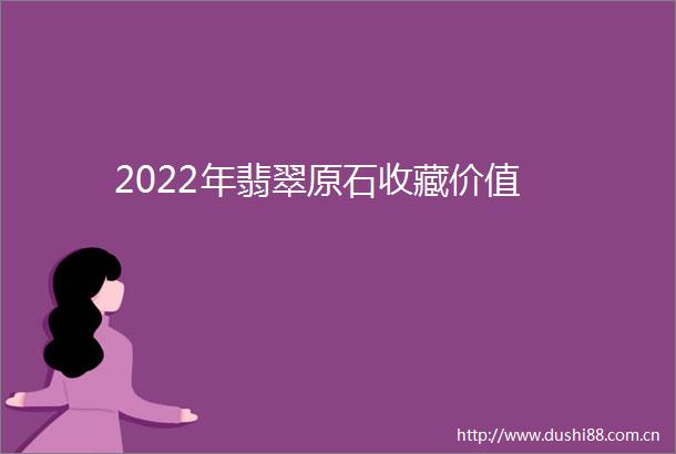 2022年翡翠原石收藏价值