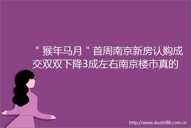 ＂猴年马月＂首周南京新房认购成交双双下降3成左右南京楼市真的要ldquo林花谢了春红rdquo