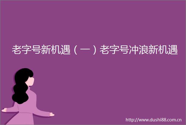 老字号新机遇（一）老字号冲浪新机遇
