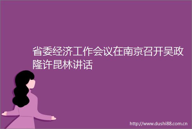 省委经济工作会议在南京召开吴政隆许昆林讲话