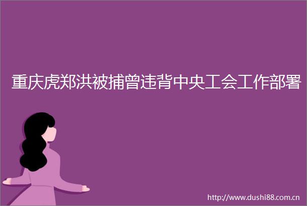 重庆虎郑洪被捕曾违背中央工会工作部署