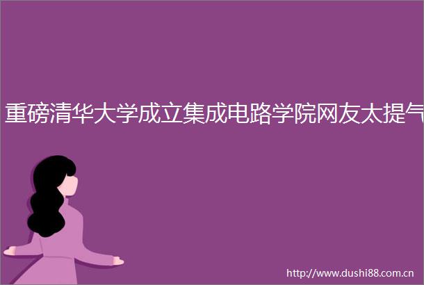 重磅清华大学成立集成电路学院网友太提气