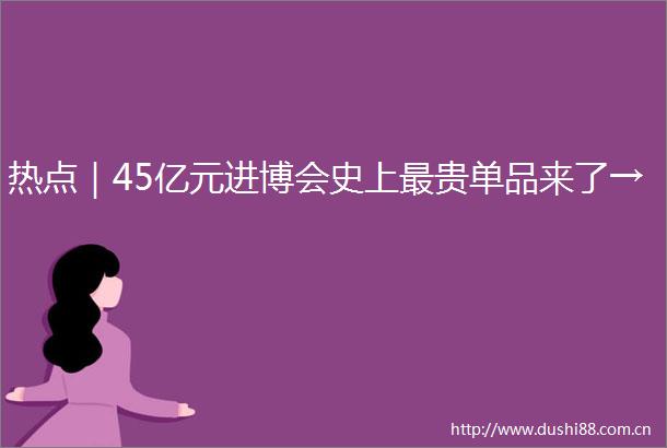 热点｜45亿元进博会史上最贵单品来了→