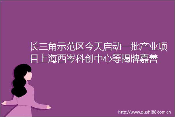 长三角示范区今天启动一批产业项目上海西岑科创中心等揭牌嘉善