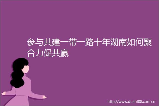 参与共建一带一路十年湖南如何聚合力促共赢