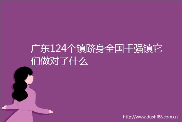 广东124个镇跻身全国千强镇它们做对了什么
