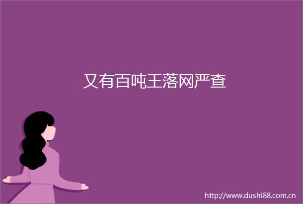 又有百吨王落网严查
