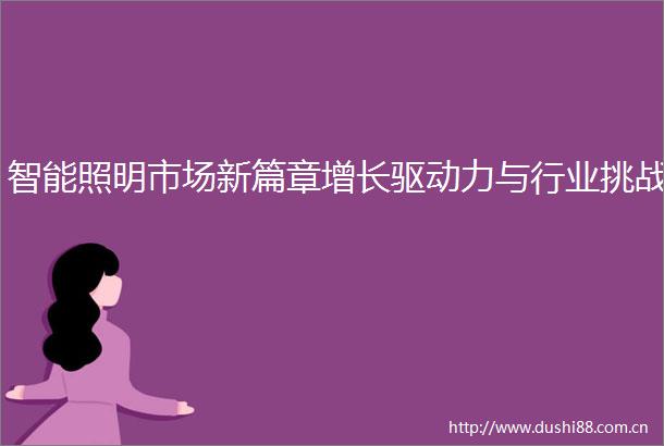 智能照明市场新篇章增长驱动力与行业挑战