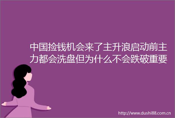 捡钱机会来了主升浪启动前主力都会洗盘但为什么不会跌破重要均线