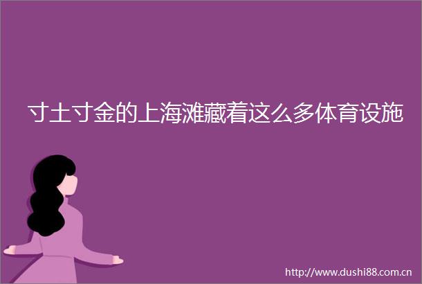 寸土寸金的上海滩藏着这么多体育设施