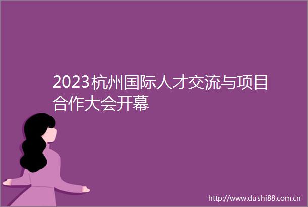 2023杭州国际人才交流与项目合作大会开幕