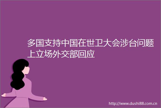 多国支持在世卫大会涉台问题上立场外交部回应