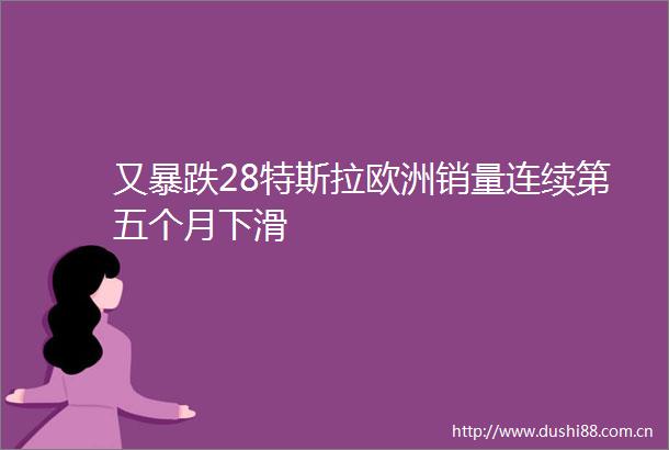 又暴跌28特斯拉欧洲销量连续第五个月下滑