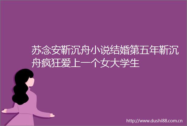 苏念安靳沉舟小说结婚第五年靳沉舟疯狂爱上一个女大学生