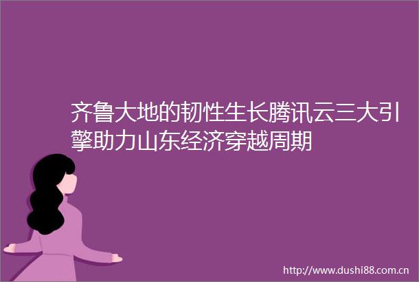 齐鲁大地的韧性生长腾讯云三大引擎助力山东经济穿越周期