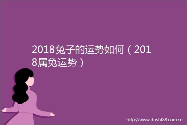 2018兔子的运势如何（2018属兔运势）