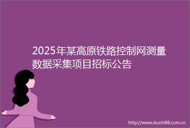 2025年某高原铁路控制网测量数据采集项目招标公告