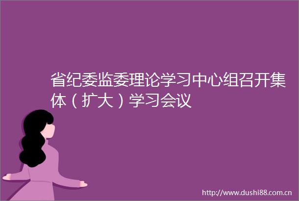 省纪委监委理论学习中心组召开集体（扩大）学习会议