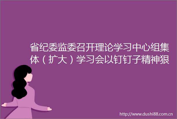 省纪委监委召开理论学习中心组集体（扩大）学习会以钉钉子精神狠抓落实确保总书记重要讲话精神落地见效