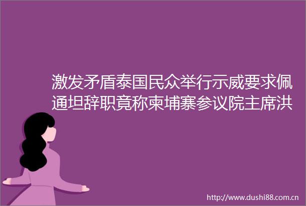 激发矛盾泰国民众举行示威要求佩通坦辞职竟称柬埔寨参议院洪森为叔叔电话录音陷危机