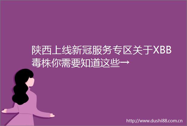 陕西上线新冠服务专区关于XBB毒株你需要知道这些→