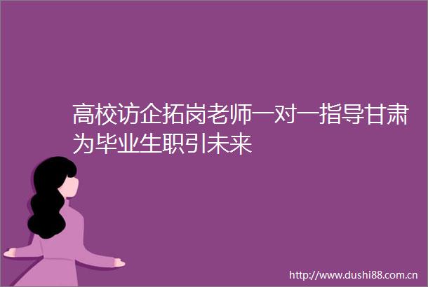 高校访企拓岗老师一对一指导甘肃为毕业生职引未来