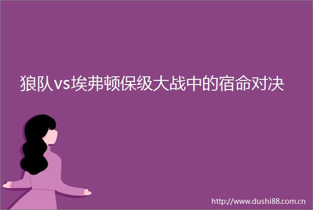 狼队vs埃弗顿保级大战中的宿命对决