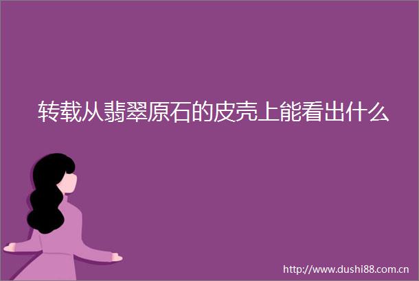 转载从翡翠原石的皮壳上能看出什么