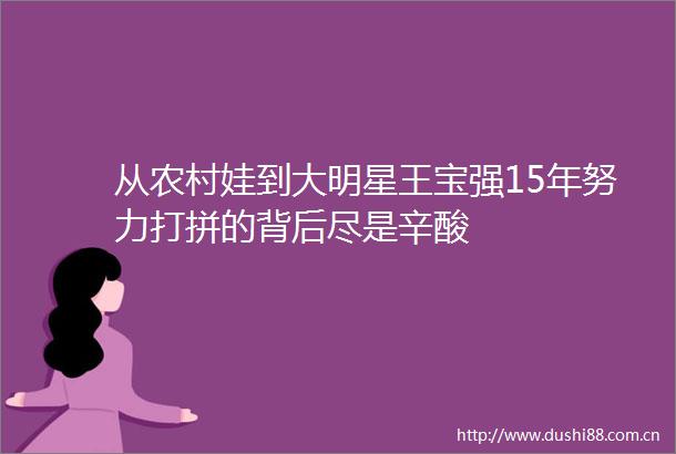 从农村娃到大明星王宝强15年努力打拼的背后尽是辛酸