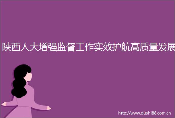 陕西人大增强监督工作实效护航高质量发展