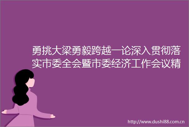 勇挑大梁勇毅跨越一论深入贯彻落实市委全会暨市委经济工作会议精神