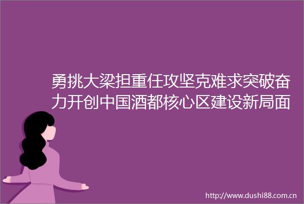 勇挑大梁担重任攻坚克难求突破奋力开创酒都核心区建设新局面