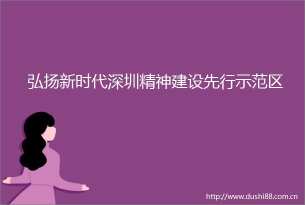 弘扬新时代深圳精神建设先行示范区