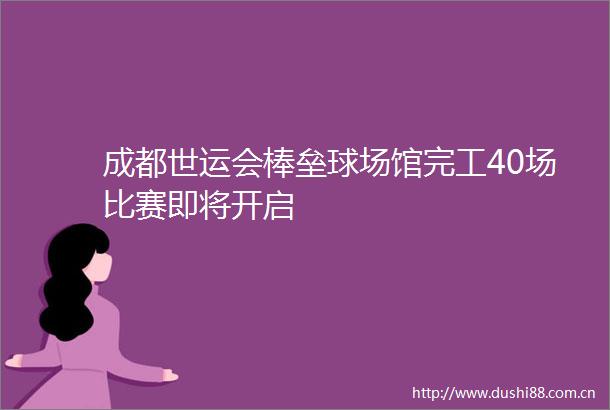 成都世运会棒垒球场馆完工40场比赛即将开启
