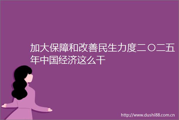 加大保障和改善民生力度二〇二五年经济这么干