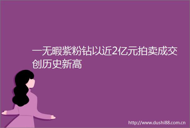 一无暇紫粉钻以近2亿元拍卖成交创历史新高