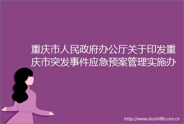 重庆市办公厅关于印发重庆市突发应急预案管理实施办法的通知