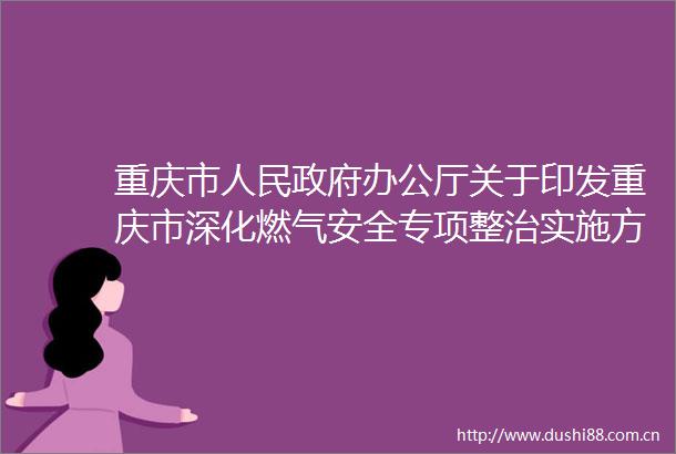 重庆市办公厅关于印发重庆市深化燃气安全专项整治实施方案的通知