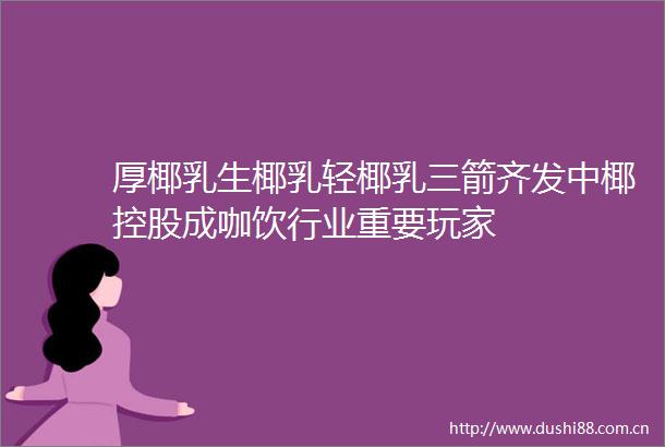 厚椰乳生椰乳轻椰乳三箭齐发中椰控股成咖饮行业重要玩家