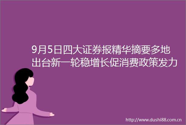 9月5日四大证券报精华摘要多地出台新一轮稳增长促消费政策发力汽车家电等大宗消费