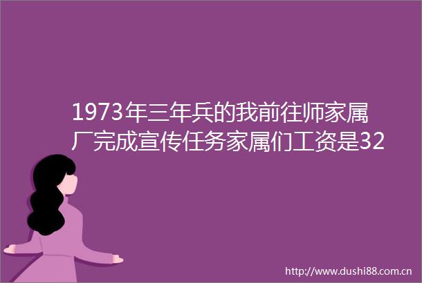 1973年三年兵的我前往师家属厂完成宣传任务家属们工资是32元