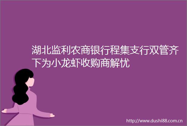 湖北监利农商银行程集支行双管齐下为小龙虾收购商解忧